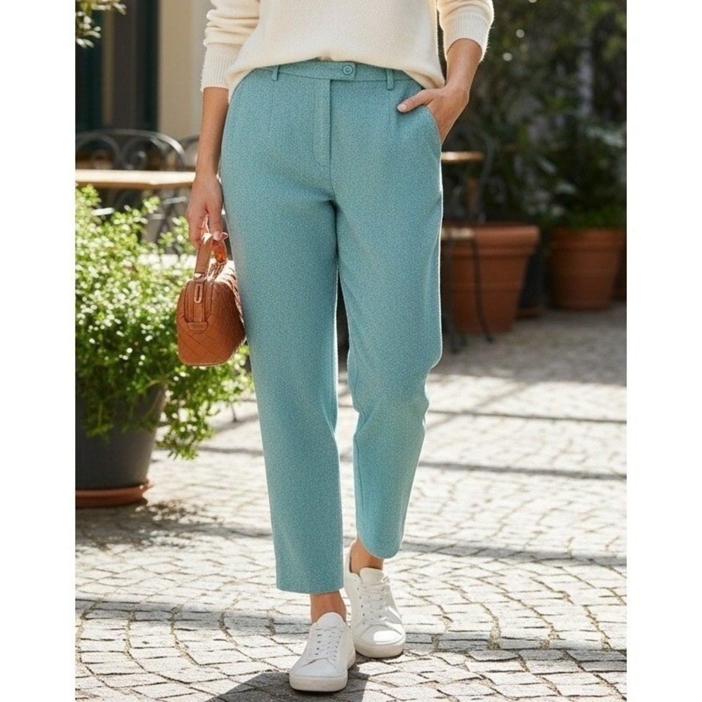 Pendleton Petite Virgin Wool Trouser Pants Womens 16 Teal Blue USA Career Office